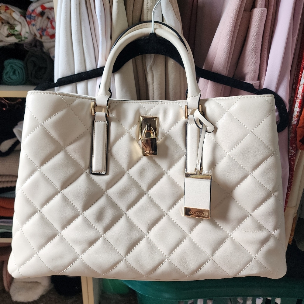 Aldo Saralii Beige Quilted Tote Bag New.